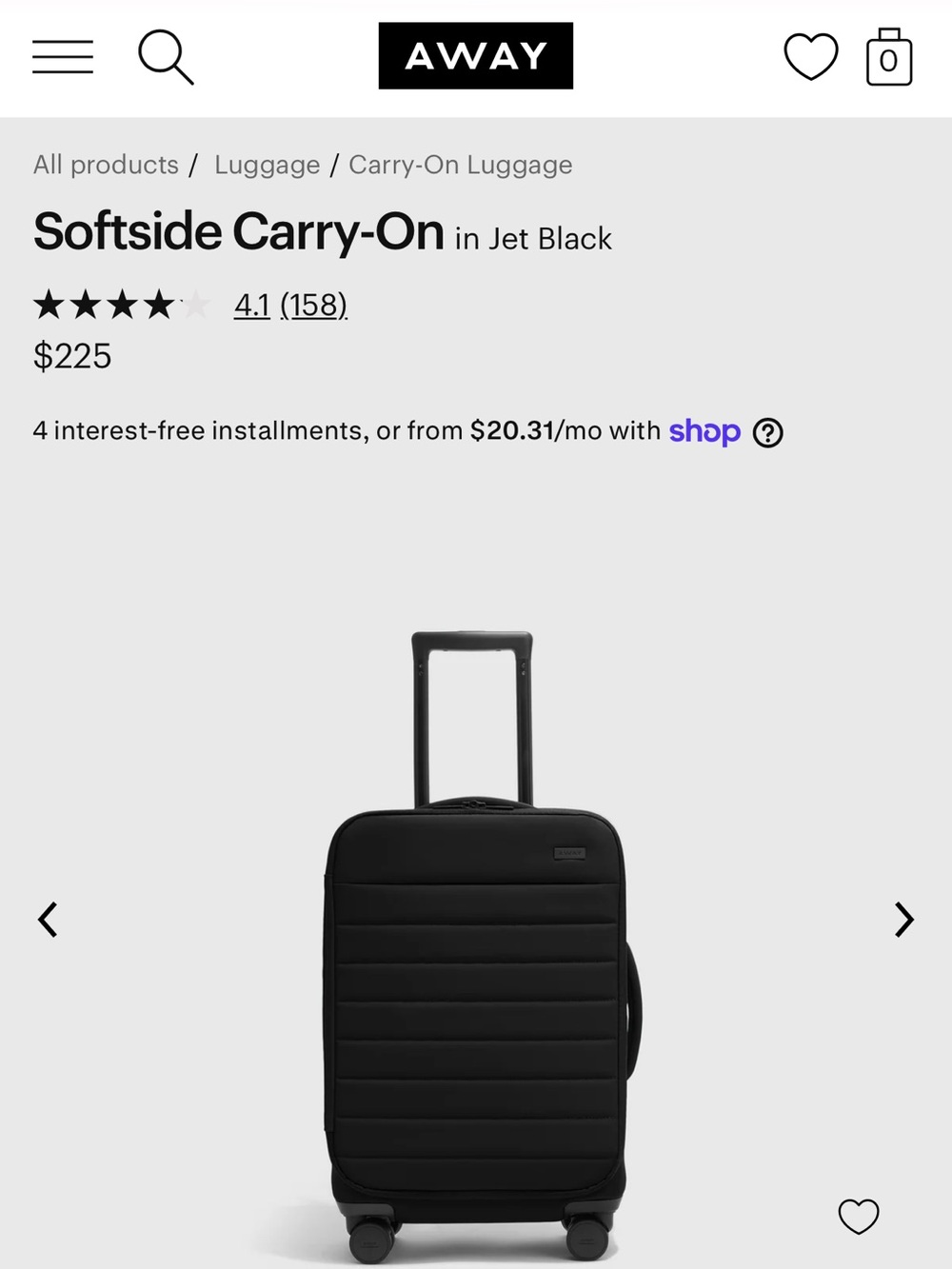AWAY Softside Carry-On in Jet Black - Picture 12 of 16